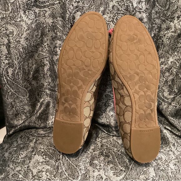 Coach NIB Benni signature logo flats in khaki and pink - Picture 4 of 7